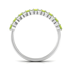 2.25 CT Oval Cut Peridot Half Eternity Ring with Diamond Stones
