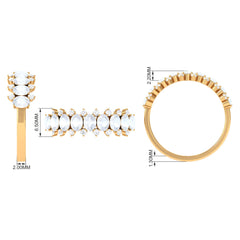 2.5 CT Moonstone and Diamond Semi Eternity Ring