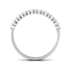 2.5 CT Moonstone and Diamond Semi Eternity Ring