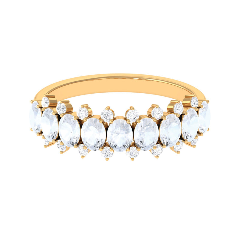 2.5 CT Moonstone and Diamond Semi Eternity Ring