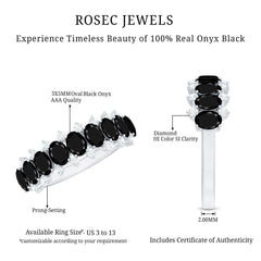 Oval Cut Black Onyx and Diamond Half Eternity Wedding Band