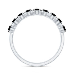Oval Cut Black Onyx and Diamond Half Eternity Wedding Band