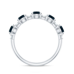 Round London Blue Topaz and Diamond Half Eternity Band