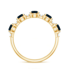 Round London Blue Topaz and Diamond Half Eternity Band