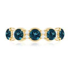 Round London Blue Topaz and Diamond Half Eternity Band