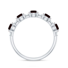 Certified Real Garnet Half Eternity Wedding Band with Diamond