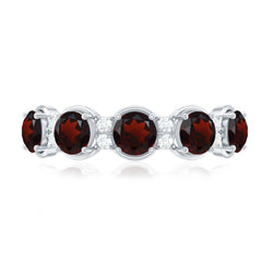 Certified Real Garnet Half Eternity Wedding Band with Diamond