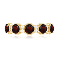 Certified Real Garnet Half Eternity Wedding Band with Diamond