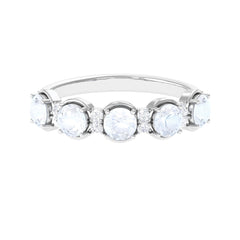 2 CT Genuine Moonstone and Diamond Half Eternity Ring