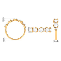 2 CT Genuine Moonstone and Diamond Half Eternity Ring