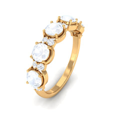 2 CT Genuine Moonstone and Diamond Half Eternity Ring