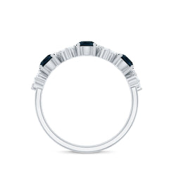 Natural London Blue Topaz Semi Eternity Ring with Diamond
