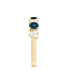 Natural London Blue Topaz Semi Eternity Ring with Diamond