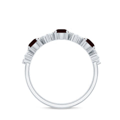 Certified Real Garnet Diamond Heart Eternity Ring for Anniversary