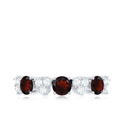 Certified Real Garnet Diamond Heart Eternity Ring for Anniversary