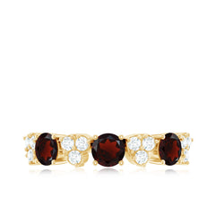 Certified Real Garnet Diamond Heart Eternity Ring for Anniversary