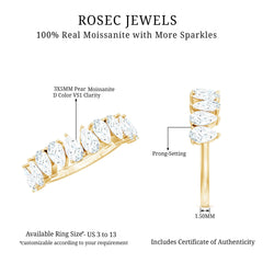 Pear Cut Moissanite Half Eternity Ring for Women