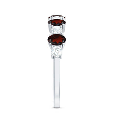 Certified Real Garnet Diamond Half Eternity Ring for Anniversary