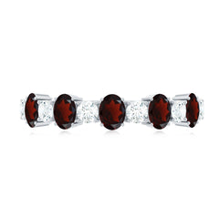 Certified Real Garnet Diamond Half Eternity Ring for Anniversary