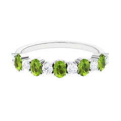 1.50 CT Alternate Peridot and Diamond Half Eternity Ring