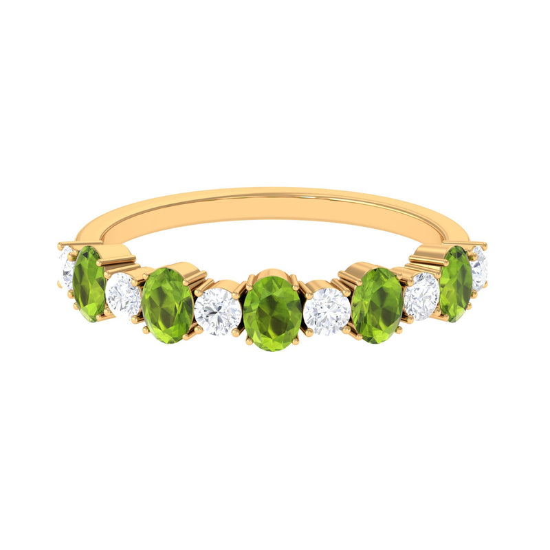 1.50 CT Alternate Peridot and Diamond Half Eternity Ring
