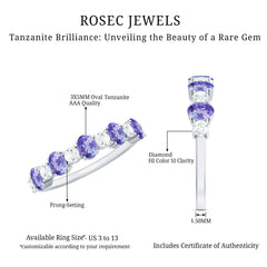 Natural Tanzanite Half Eternity Ring with Diamond