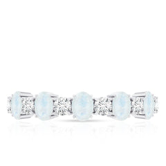1.5 CT Alternate Moonstone and Diamond Semi Eternity Ring