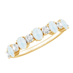 1.5 CT Alternate Moonstone and Diamond Semi Eternity Ring
