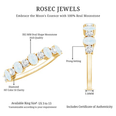 1.5 CT Alternate Moonstone and Diamond Semi Eternity Ring