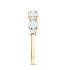1.5 CT Alternate Moonstone and Diamond Semi Eternity Ring
