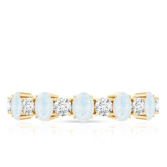 1.5 CT Alternate Moonstone and Diamond Semi Eternity Ring