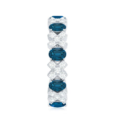 Oval Cut London Blue Topaz Designer Eternity Band with Diamond
