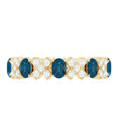 Oval Cut London Blue Topaz Designer Eternity Band with Diamond