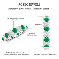 Natural Emerald and Moissanite Designer Eternity Band