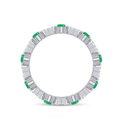 Natural Emerald and Moissanite Designer Eternity Band