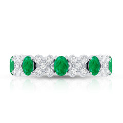 Natural Emerald and Moissanite Designer Eternity Band