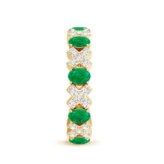 Natural Emerald and Moissanite Designer Eternity Band