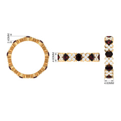 Certified Real Oval Garnet Diamond Eternity Ring