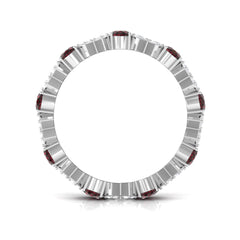 Certified Real Oval Garnet Diamond Eternity Ring