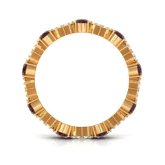 Certified Real Oval Garnet Diamond Eternity Ring
