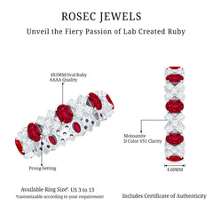 Certified Lab Grown Ruby Eternity Band Ring with Moissanite