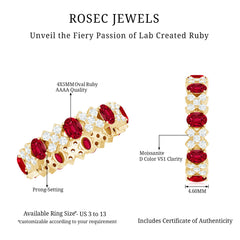 Certified Lab Grown Ruby Eternity Band Ring with Moissanite