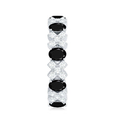 Certified Real Black Spinel Eternity Ring with Moissanite