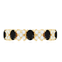 Certified Real Black Spinel Eternity Ring with Moissanite