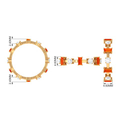 Baguette Cut Created Orange Sapphire Eternity Ring with Moissanite