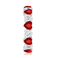 Lab-Created Ruby and Diamond Heart Eternity Band Ring