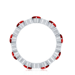 Lab-Created Ruby and Diamond Heart Eternity Band Ring