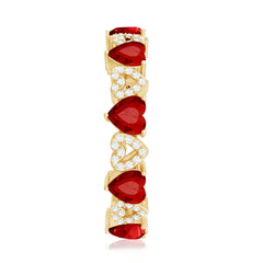 Lab-Created Ruby and Diamond Heart Eternity Band Ring