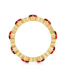 Lab-Created Ruby and Diamond Heart Eternity Band Ring