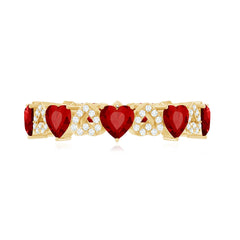 Lab-Created Ruby and Diamond Heart Eternity Band Ring